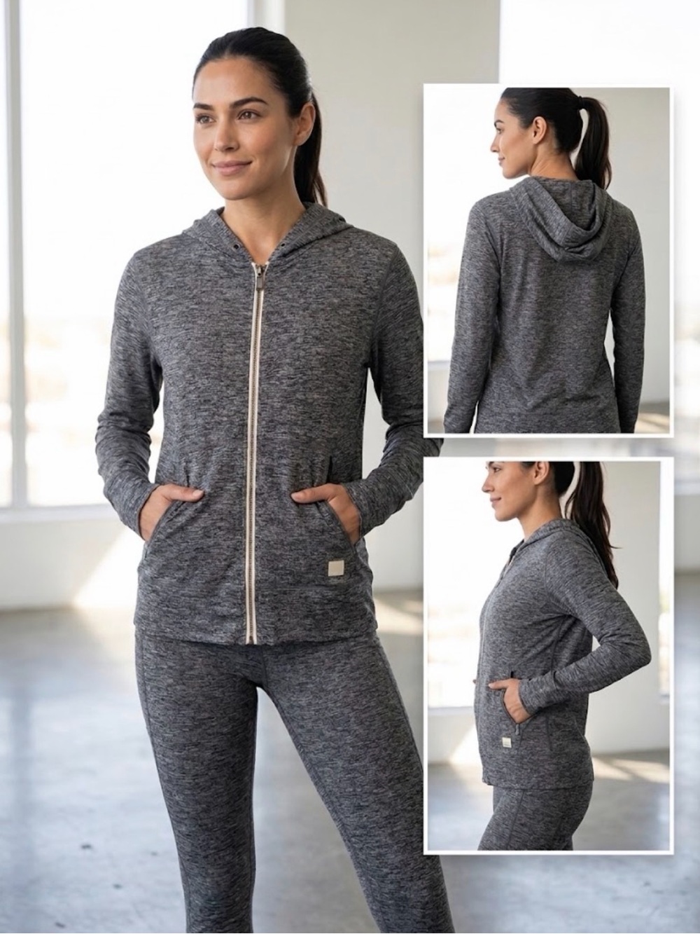 Vuori Halo Essential Zip Hoodie XS Charcoal Heather